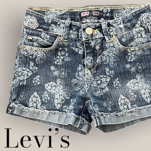 Levi’s girls shorty short butterfly print denim shorts